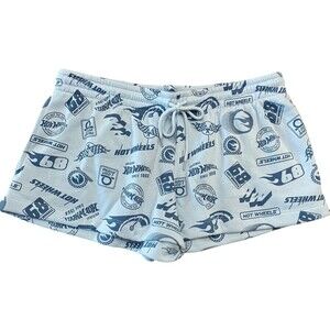 Hot Wheels Juniors Shorts Size XL Blue Logo Print Drawstring Lounge